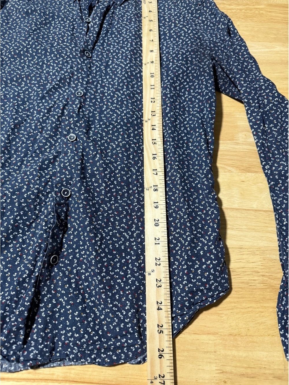 Zara Man Men’s Small Navy Floral Slim Fit Button Down Shirt - Picture 4 of 7